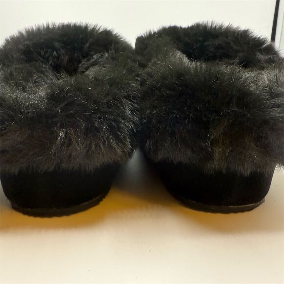 SOREL GO- COFFEE RUN WOMEN'S SLIPPER Slip-On Black Faux Fur Size 7 NIB - Picture 8 of 11